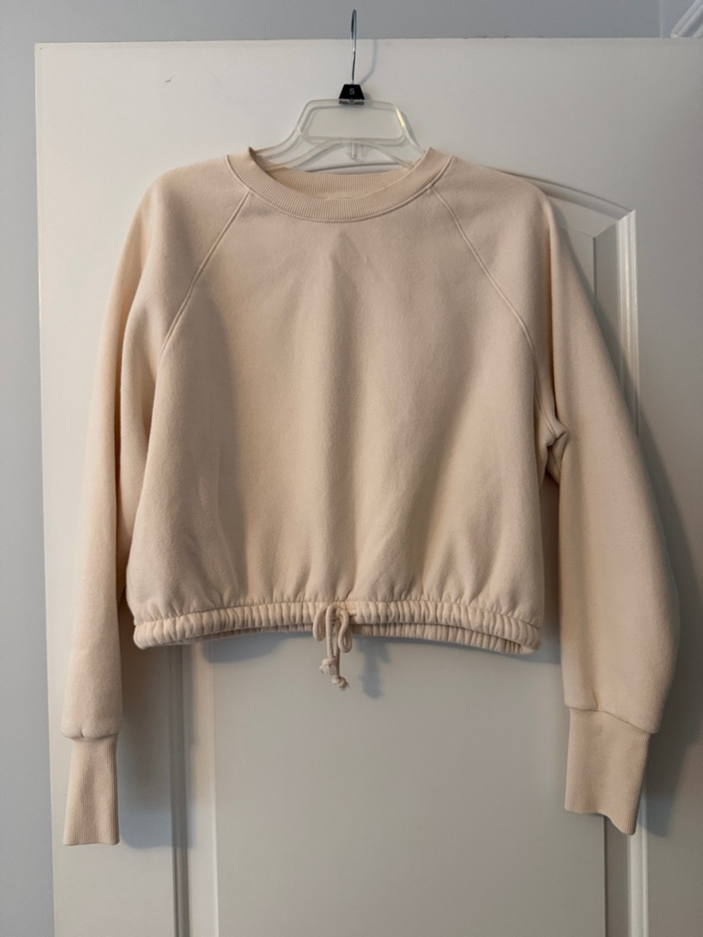 H&M Cream Drawstring Cropped Sweatshirt
